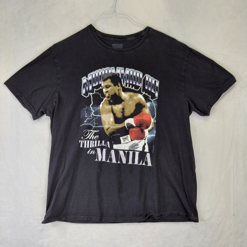 American Classics Muhammad Ali Thrilla in Manila Black Graphic T-Shirt Mens XL